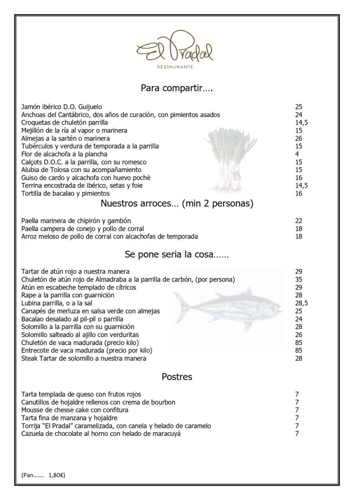 Carta Febrero Restaurante El Pradal page 0001